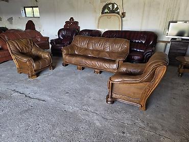 Stilske garniture: Kožna garnitura za dnevnu sobu – 1 - Sastav: trosed i dve fotelje - — 9