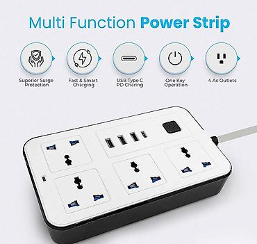 розетка с юсб: Удлинитель-Переноска с 4 розетками, 3 USB Портами и 1 TYPE-C Портом — 2