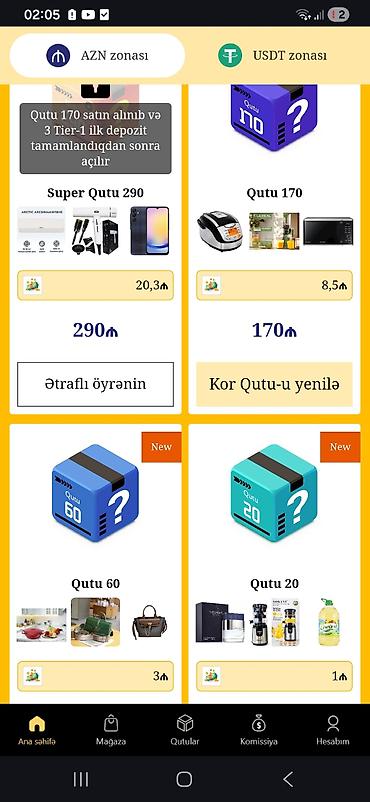 xal: Məhsul: Mobil tətbiqdə “Qutu” kateqoriyalı sürpriz qutular Təsvir: - — 1