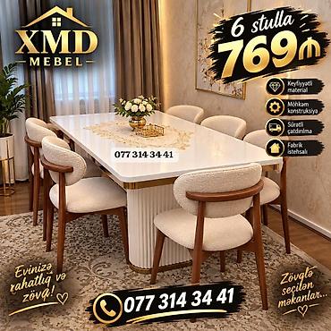 XMD Mebel – Yemək dəsti - 6 stul ilə birlikdə yemək masası – 769 ₼ - lalafo.az -da XMD Mebel – Yemək dəsti - 6 stul ilə birlikdə yemək masası – 769 ₼ -