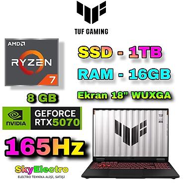 ASUS: Yeni ASUS TUF Gaming, 18 ", AMD Ryzen 7, 1 TB, Ünvandan götürmə, Pulsuz çatdırılma, Ödənişli çatdırılma — 1