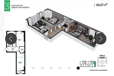 artwin: 3 комнаты, 65 м², АЮ Гранд Элитка, 12 этаж, ПСО (под самоотделку) — 2