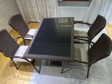 стеклянный стол на кухню купить: İşlənmiş, Dördbucaq masa, 4 stul, Açılmayan, Stullar ilə, Plastik, Türkiyə