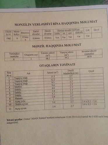 Köhnə tikili: Gəncə, 3 otaqlı, Köhnə tikili, 74 kv. m — 3