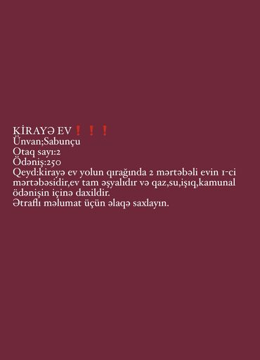 emalatxana kiraye: 52 kv. m, 2 otaqlı, Kanalizasiya, Kombi, Su