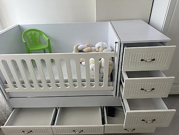 ak mebel: Uşaq beşiyi və komod – AK BEBE - Rəng: ağ - Material: MDF/laminat — 2