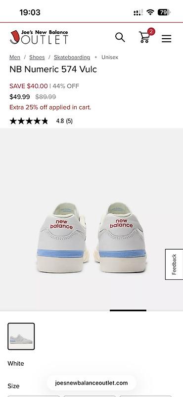 вулкани: Кроссовки, 39.5, New Balance, Новый, цвет - Белый — 3