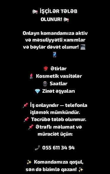 evde online iş: Satış məsləhətçisi tələb olunur, İstənilən yaş, Təcrübəsiz — 1