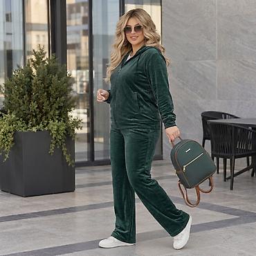 велюровая двойка: Спортивный костюм, На молнии, 6XL — 3