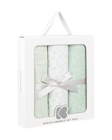 gucci sorc: KikkaBoo Pelene od muslina – set 3 kom, Leaves Mint (šifra: KKB1) - — 1