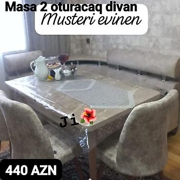 qoşa divan: Mətbəx üçün, Yeni, Açılmayan, Dördbucaq masa, 2 stul — 1