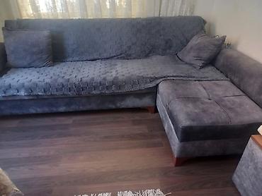Künc divan – açılır və bazalı model. - Rəng: tünd boz - Material