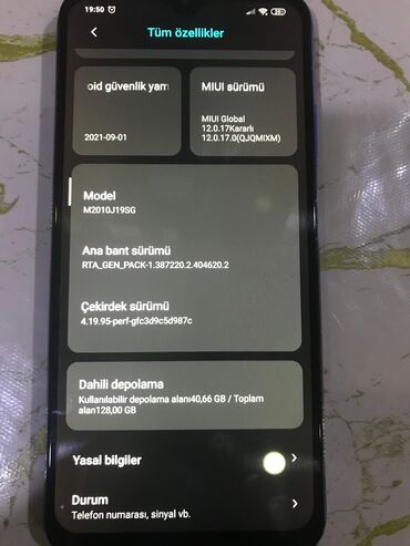 Xiaomi: Xiaomi Redmi 9T, 256 GB, rəng - Göy, 
 Barmaq izi