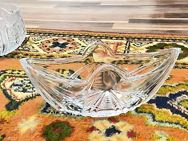 Konfet qabları: Kəsimli şüşə/kristal qab dəsti - 3 ədəd dekorativ şüşə/kristal qab - — 10