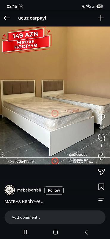 çilek mebel: Ucuz tək nəfərlik çarpayı - Ölçü: 90x200 - Rəng: ağ korpus, yumşaq — 1