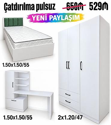 usag ucun: Uşaq/yeniyetmə otağı üçün ağ mebel dəsti Komplektə daxildir: - Tək — 1