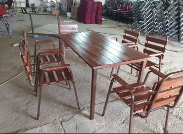 Masa və oturacaq dəstləri: Balkon üçün, Yeni, Açılmayan, Dördbucaq masa, 12 stul — 22