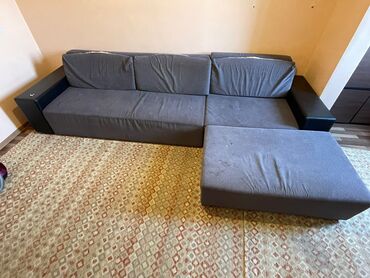 подушка пуфик: Диван-кровать, цвет - Серый, Б/у