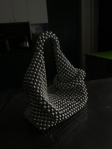 серебряные: Сумка из декоративных бусин ручной работы - Необычный дизайнерский — 6