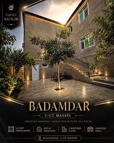 Həyət evləri və villaların satışı: Badamdar qəs. 6 otaqlı, 200 kv. m, Kredit yoxdur, Yeni təmirli — 1