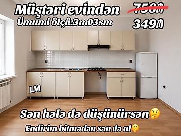 balaca metbex mebelleri: Mətbəx mebeli dəsti - Ümumi ölçü: 3 m 03 sm - Yuxarı və aşağı şkaflar — 1