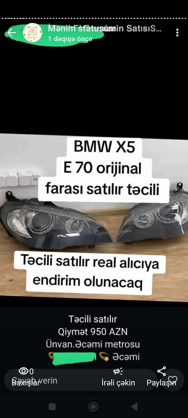 Komplekt, Yaxın və uzaq vuran işıqlar BMW, Orijinal