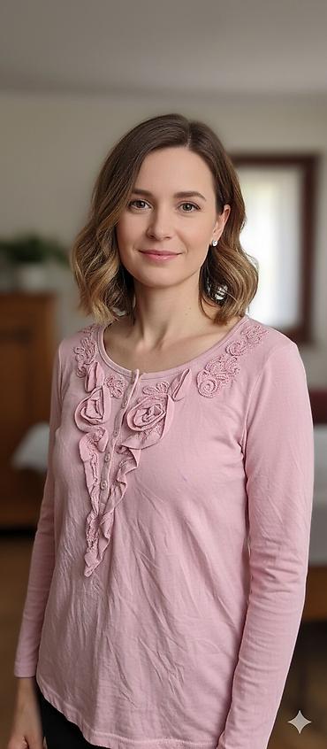 massimo dutti baletanke: Roze ženska majica dugih rukava - Materijal: meki pamučni dres — 1