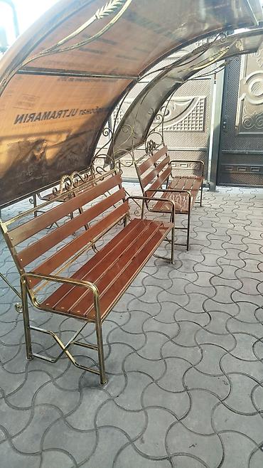 Мебель: Скамейка Металл, Со спинкой, С крышей — 7