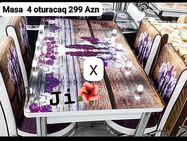 susə masa: 4 nəfərlik masa və stul dəsti - Tərkib: 1 masa + 4 stul - Dizayn — 1