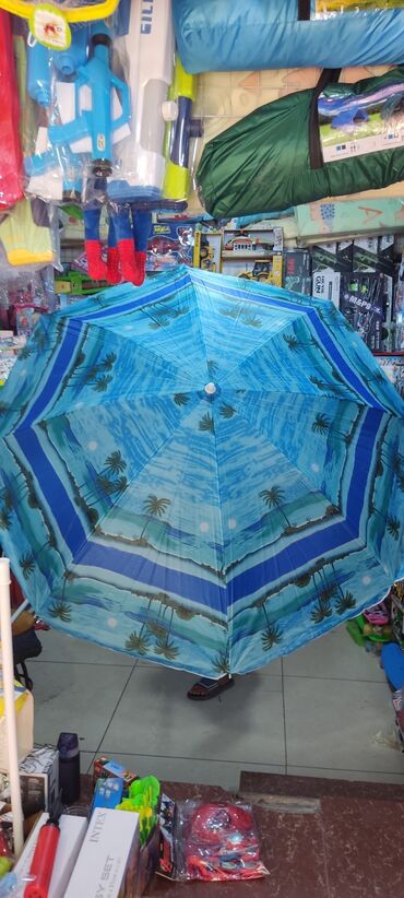 садовый зонт: Пляжный зонтик размеры 180, 200, 220 круглый квадрат синий зонтик