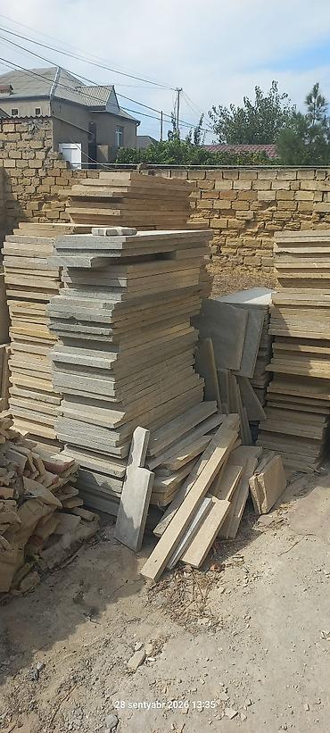 Təbii daş plitələr və bordürlər - Material: təbii daş (qumdaşı/kalk