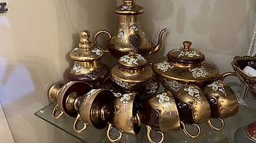 keramik tava: Çay dəsti, rəng - Qızılı, 6 nəfərlik — 2