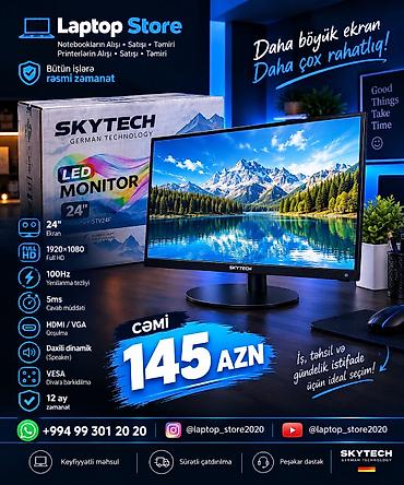 🖥️ Skytech 24" Monitor — 145 AZN 🔥 İş, təhsil, ofis, film və gündəlik lalafo.az -da 🖥️ Skytech 24" Monitor — 145 AZN 🔥 İş, təhsil, ofis, film və gündəlik