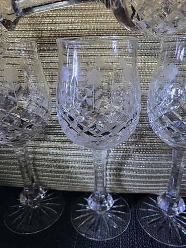 Čaše: Case kristal,gravura za vino 80te.god. Masivne case kristal za vino — 3