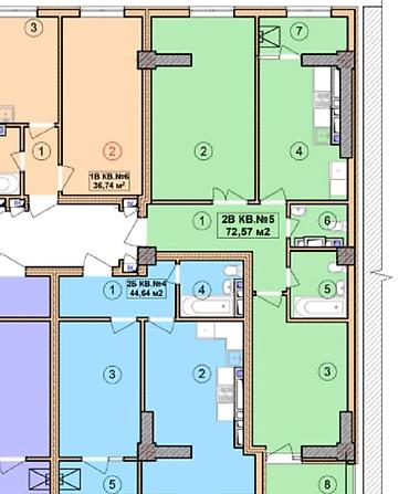14: 2 комнаты, 73 м², Асанбай мкр Элитка, 9 этаж, ПСО (под самоотделку) — 2
