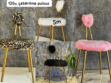 mebel stullar: Parlaq qızılı metal karkaslı dekorativ stul – kəpənək formalı arxa — 1