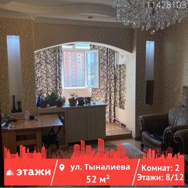 двухкомнатные квартиры в бишкеке: 2 комнаты, 52 м², 106 серия, 8 этаж, Косметический ремонт