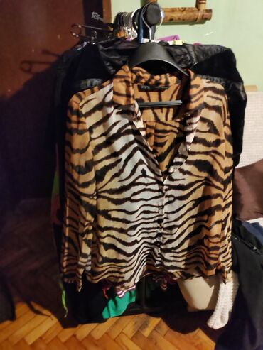 zara košulja haljina: Zara, L (EU 40), Poliester, Leopard, krokodil, zebra, bоја - Šareno