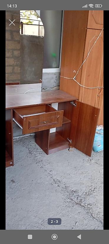 Komodlar: Mebel: Ayna ilə kosmetik stol (toaletka) - Material: ağac teksturlu — 2