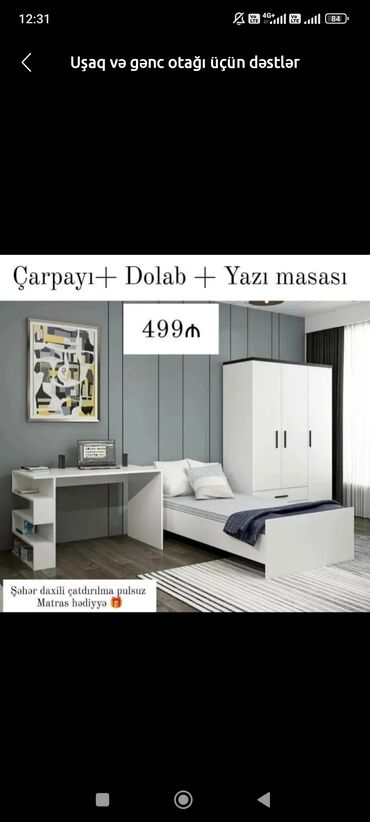 darvazalar gence: Oğlan və qız üçün, Yeni, Təknəfərlik çarpayı, Dolab, Yazı masası lalafo.az -da darvazalar gence: Oğlan və qız üçün, Yeni, Təknəfərlik çarpayı, Dolab, Yazı masası