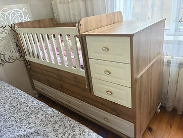 məhəccər şəkilləri: Çarpayı-komodlu uşaq beşiyi - Material: ağac teksturalı laminat + — 3