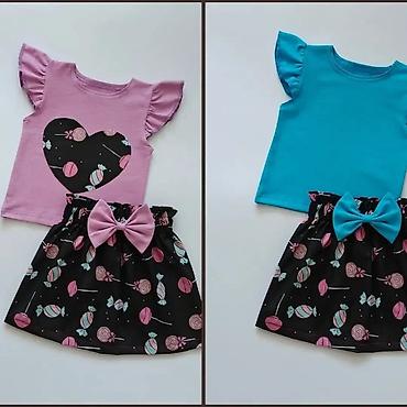 Kompleti: 👗 Cena kompleta (majica + suknja): 2500 din 📏 Veličine: 1, 2, 4, 6, 8 — 14