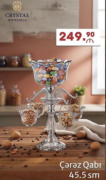 xrustal stakan: Crystal Bohemia çərəz qabı 250 manata alinib, tezedir istifade olmayib — 1