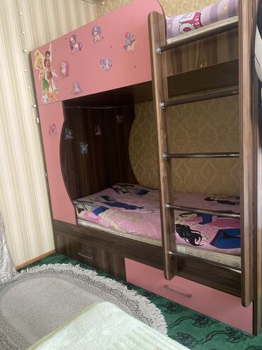 Детские двухъярусные кровати: Б/у, Для девочки, С матрасом, С выдвижными ящиками, Азербайджан