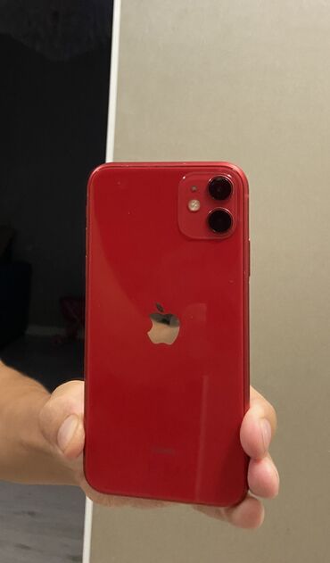 купить новый айфон 11: IPhone 11, Колдонулган, 64 ГБ, Кызыл, 70 %