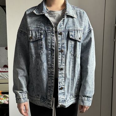 джинсовая короткая куртка: Джинсовая куртка, Свободная модель, Осень-весна, M (EU 38)