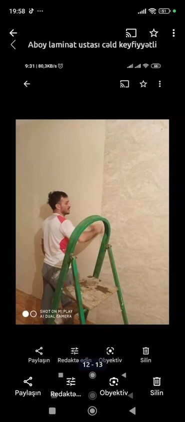 Təmir işləri: Malyar Aboy ustası laminat paduqa spoklyovka astar üz vurulması işleri — 16