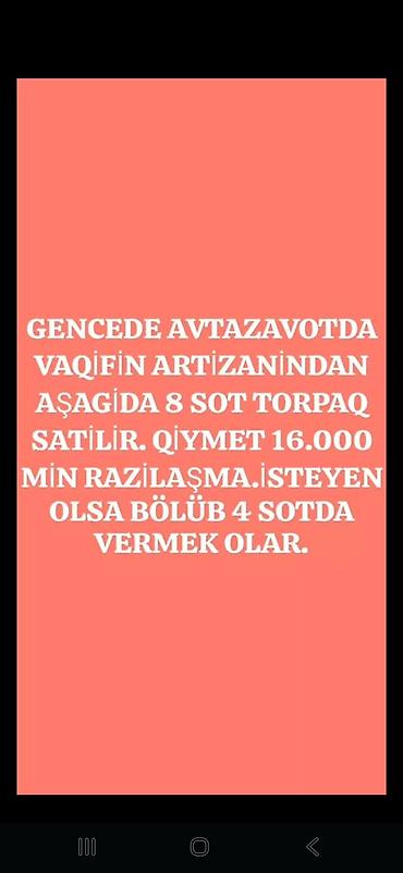 Torpaq sahələrinin satışı: 8 sot — 1
