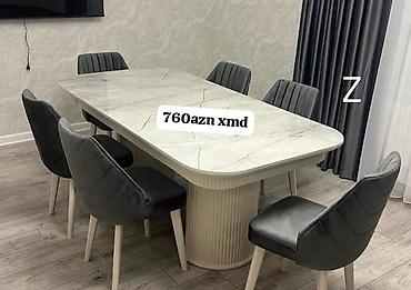 taxta stul stol: Mətbəx üçün, Yeni, Açılmayan, Dördbucaq masa, 6 stul — 1