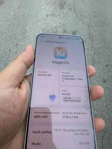honor 70 plata: Honor 400, 256 GB, rəng - Mavi — 8